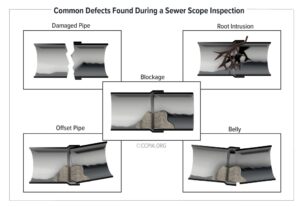 internachi common defects found during a sewer scope inspection